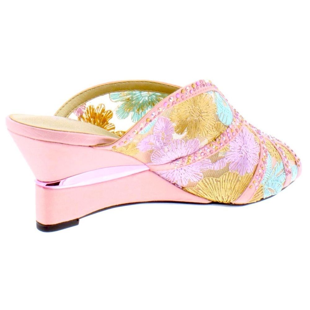 Floral Jeweled Pink Wedges Gail Womens Size 6.5 EUC